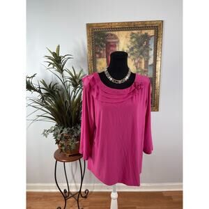 Giorgio Fiorlini Blouse Top Women's Size 18/20 Pink Barbiecore Romantic Preppy